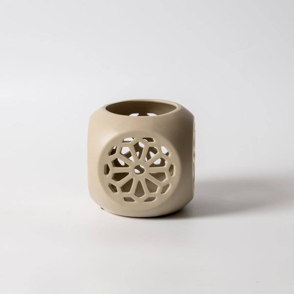Enhabit Fiore Ceramic Tealight Holder Medium - Beige