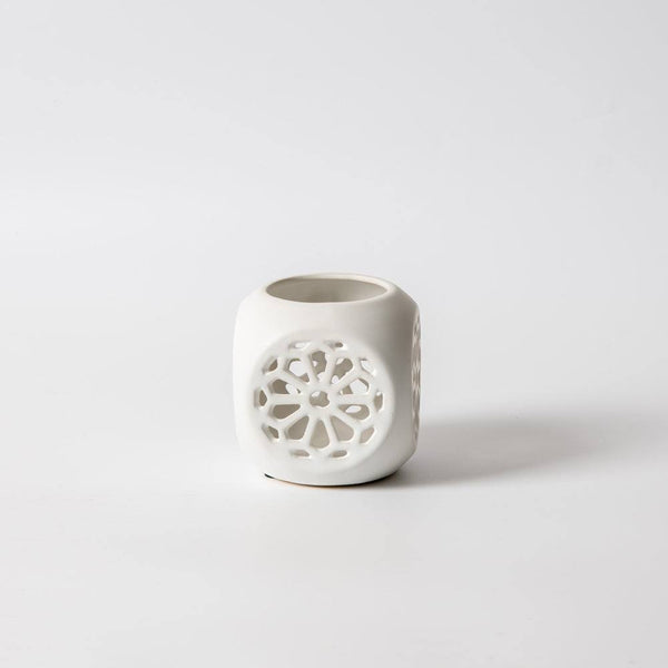 Enhabit Fiore Ceramic Tealight Holder Small - White