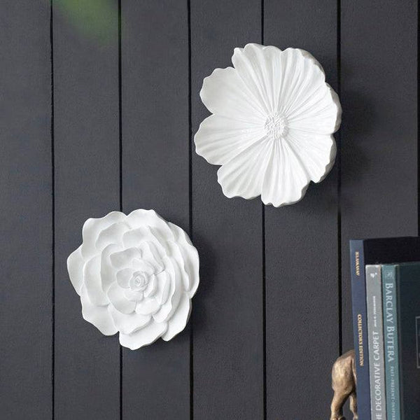 Enhabit Flower Wall Accents Medium, Set of 2 - White