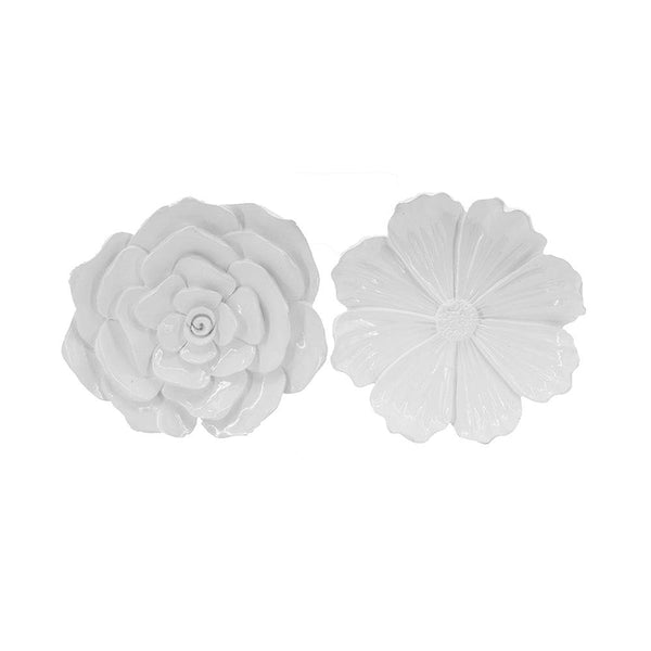 Enhabit Flower Wall Accents Medium, Set of 2 - White