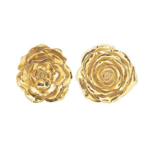 Enhabit Flower Wall Accents Small, Set of 2 - Gold