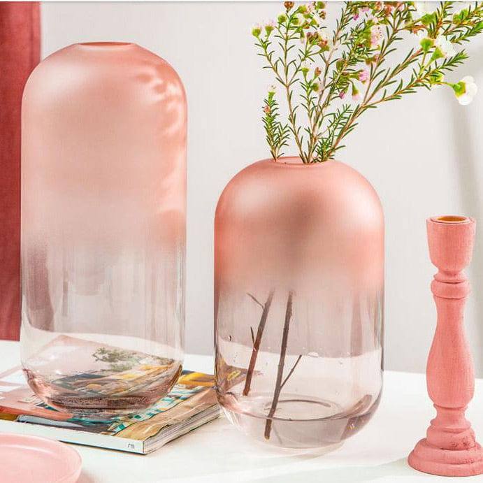 Enhabit Frosted Glass Vase - Pink