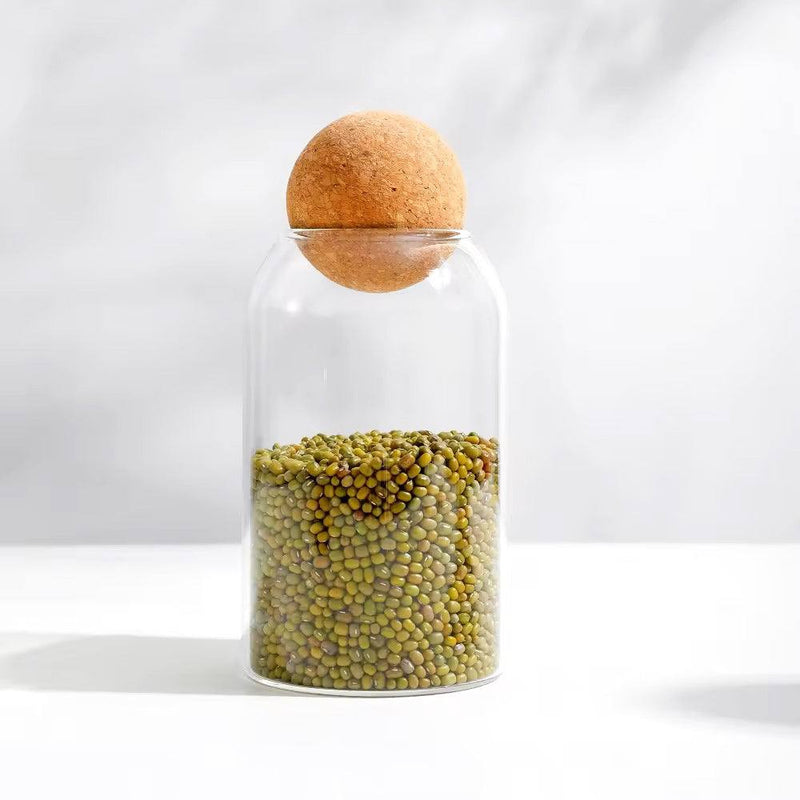 Enhabit Glass Cylindrical Jar with Cork Stopper Medium