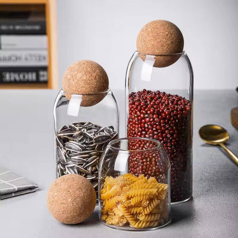 Enhabit Glass Cylindrical Jar with Cork Stopper Medium