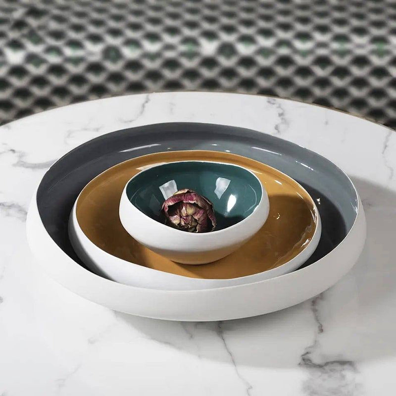 Enhabit Glaze Ceramic Bowl Large - White Amber - Modern Quests
