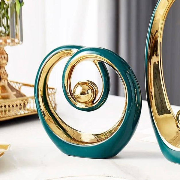 Enhabit Halo Ceramic Sculpture Medium - Green Gold - Modern Quests