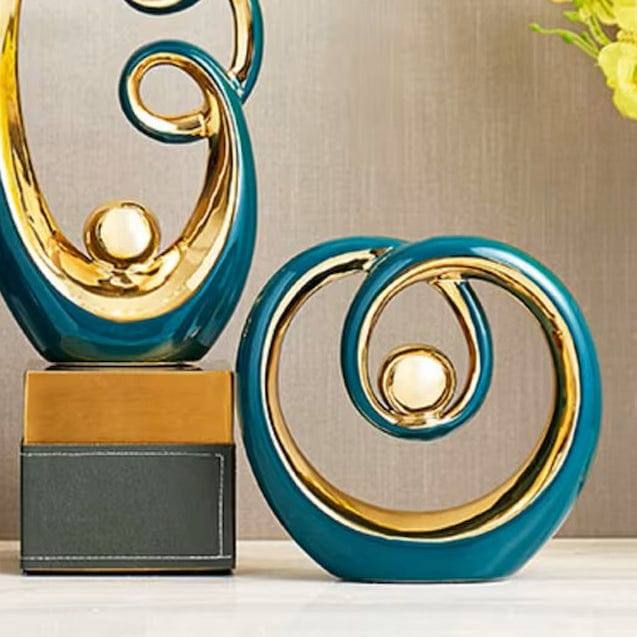 Enhabit Halo Ceramic Sculpture Medium - Green Gold - Modern Quests