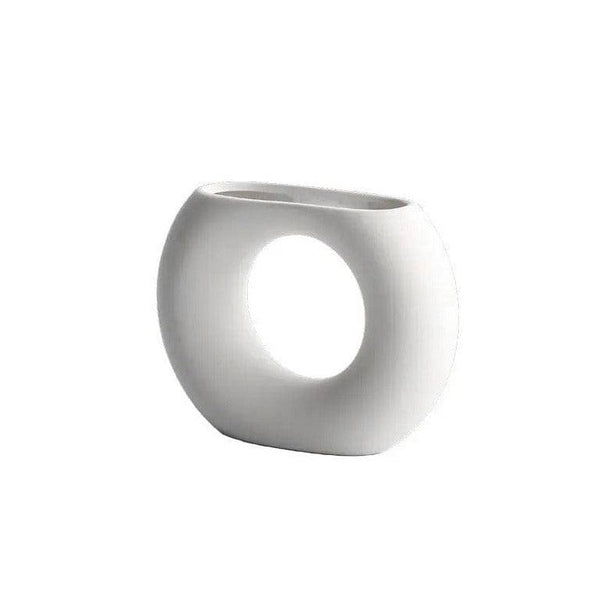 Enhabit Hollow Ceramic Vase - White - Modern Quests