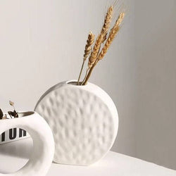 Enhabit Impressions Ceramic Vase - White