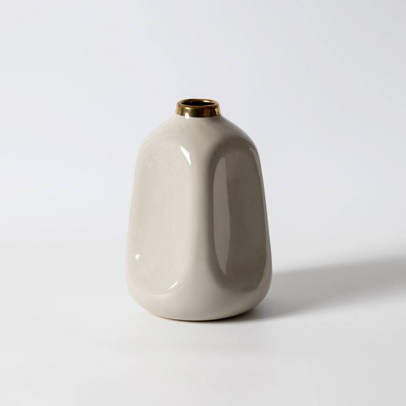 Enhabit Indent Glazed Ceramic Vase - Beige Gold