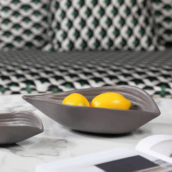 Enhabit Leaf Ceramic Dish - Grey