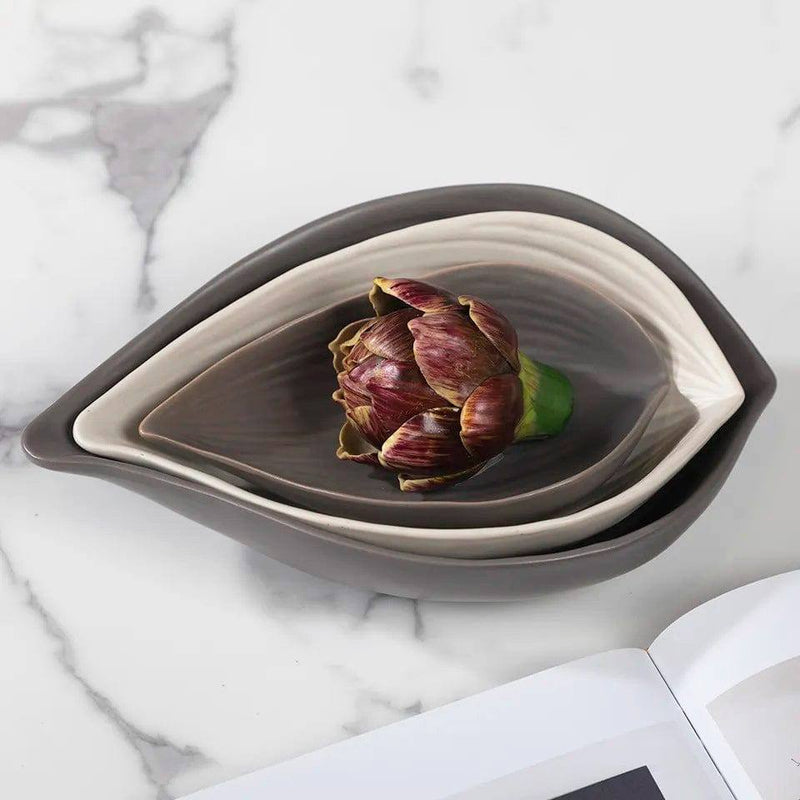 Enhabit Leaf Ceramic Dish - Grey - Modern Quests