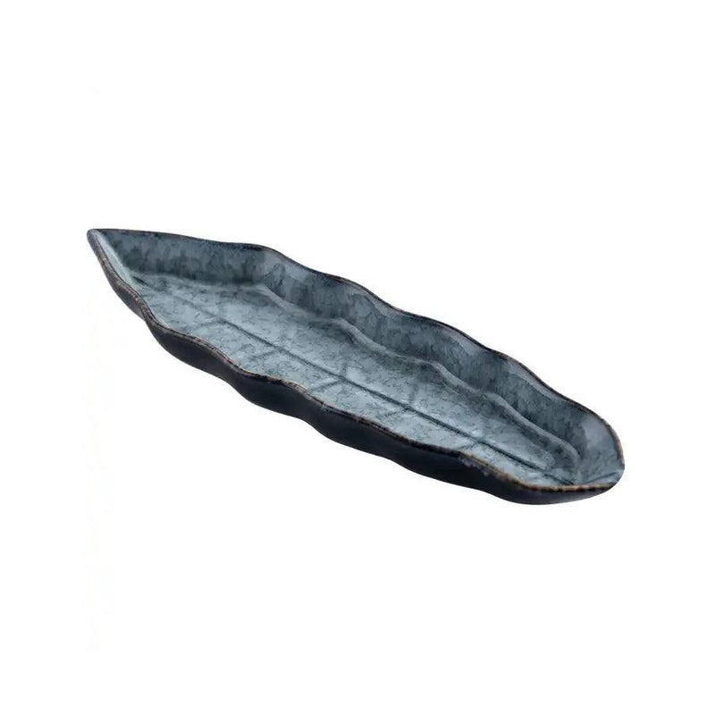Enhabit Leaf Ceramic Serving Platter - Grey
