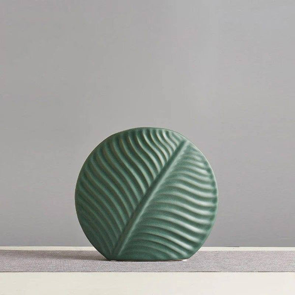 Enhabit Leaf Slim Ceramic Vase - Green