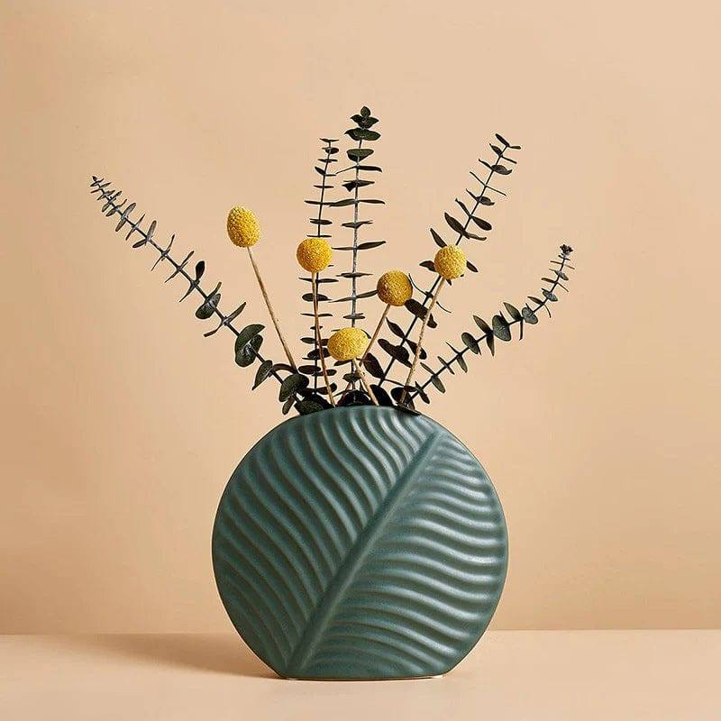 Enhabit Leaf Slim Ceramic Vase - Green