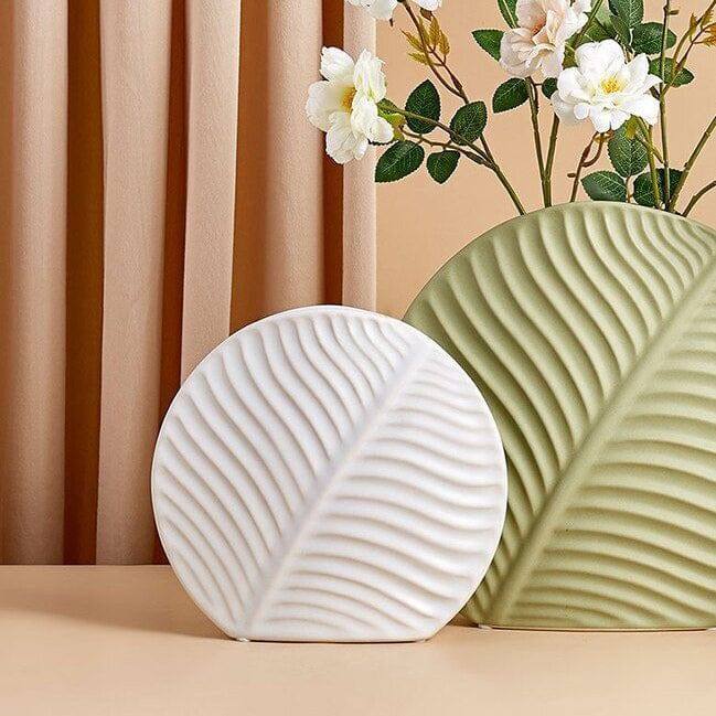 Enhabit Leaf Slim Ceramic Vase - White - Modern Quests