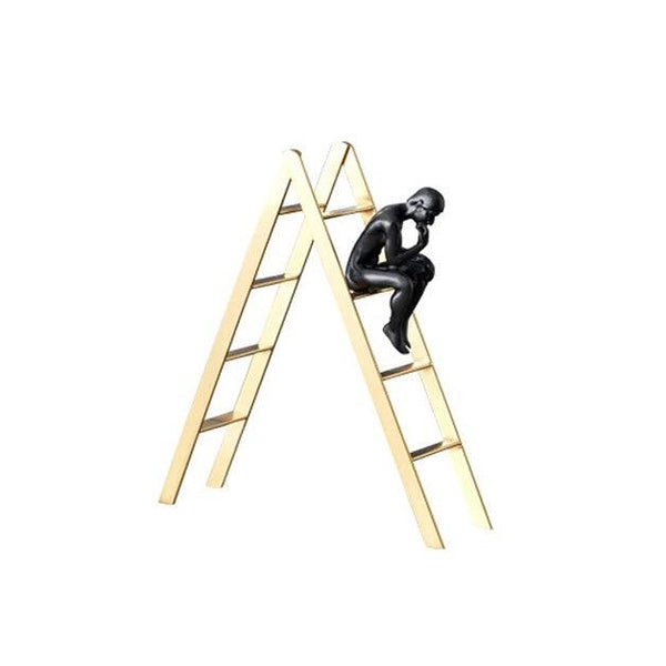 Enhabit Man on Ladder Decorative Accent - Black & Gold