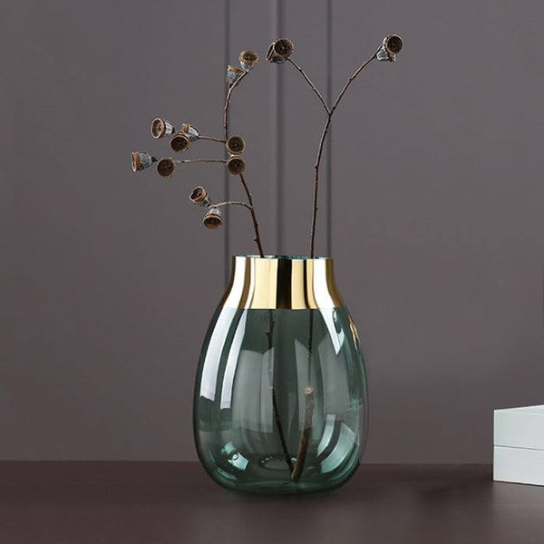 Enhabit Monocle Glass Vase Medium - Green Gold - Modern Quests