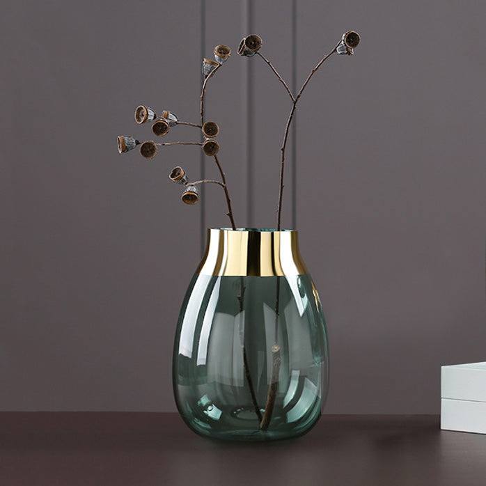 Enhabit Monocle Glass Vase Medium - Green Gold