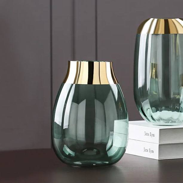 Enhabit Monocle Glass Vase Medium - Green Gold