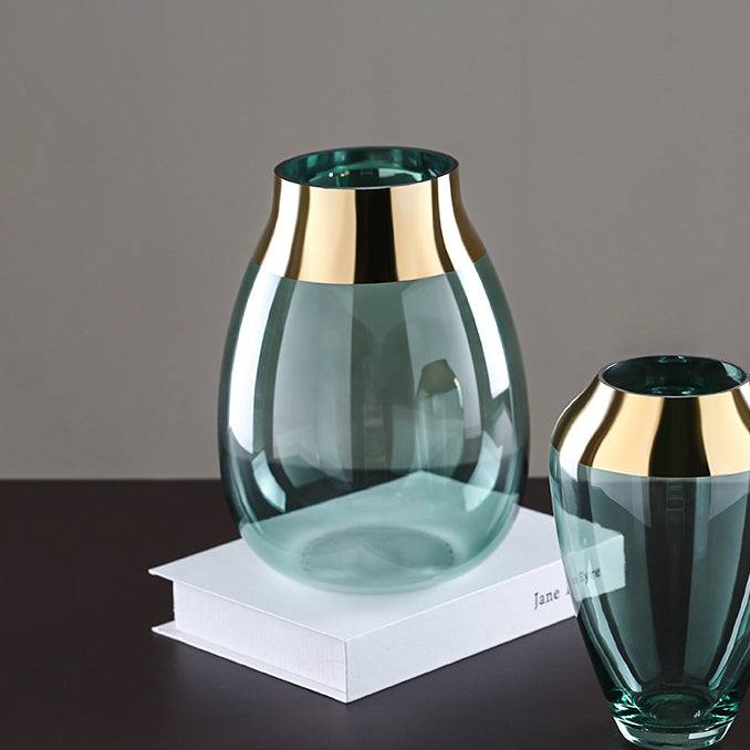 Enhabit Monocle Glass Vase Medium - Green Gold - Modern Quests