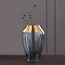 Enhabit Monocle Glass Vase Small - Grey Gold