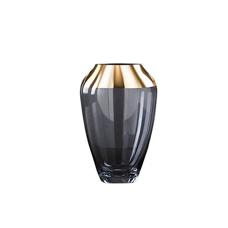 Enhabit Monocle Glass Vase Small - Grey Gold - Modern Quests