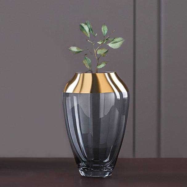 Enhabit Monocle Glass Vase Small - Grey Gold
