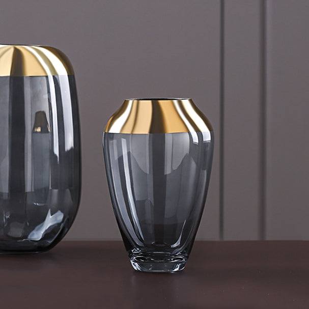 Enhabit Monocle Glass Vase Small - Grey Gold - Modern Quests