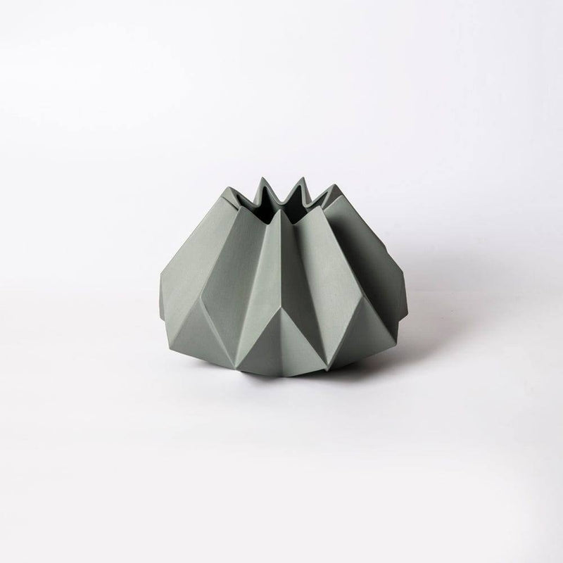 Enhabit Origami Porcelain Vase Short - Grey - Modern Quests