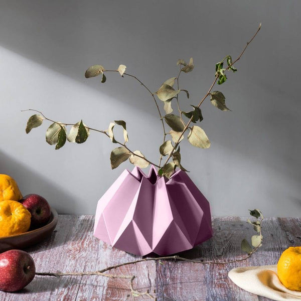 Enhabit Origami Porcelain Vase Short - Pink