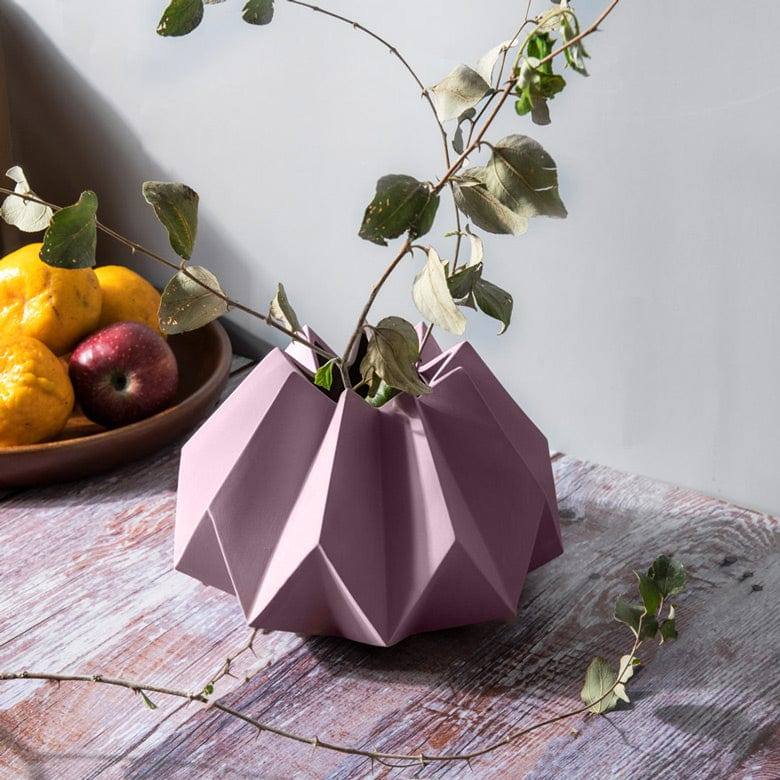 Enhabit Origami Porcelain Vase Short - Pink - Modern Quests