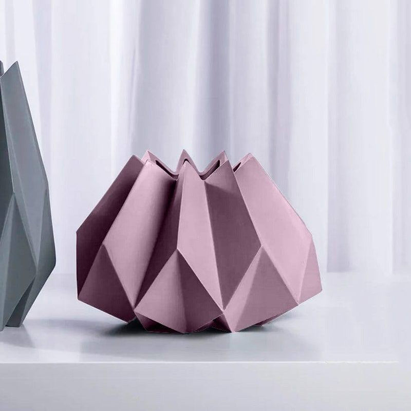 Enhabit Origami Porcelain Vase Short - Pink - Modern Quests