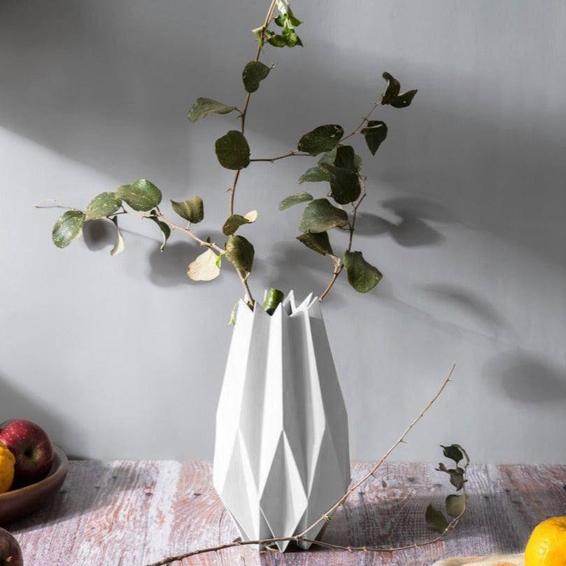 Enhabit Origami Porcelain Vase Tall - White | Modern Quests