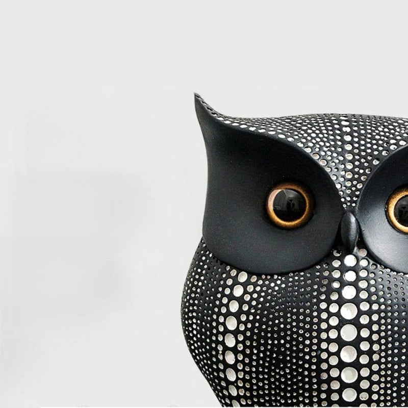 Enhabit Owl Resin Sculpture - Polka Black - Modern Quests
