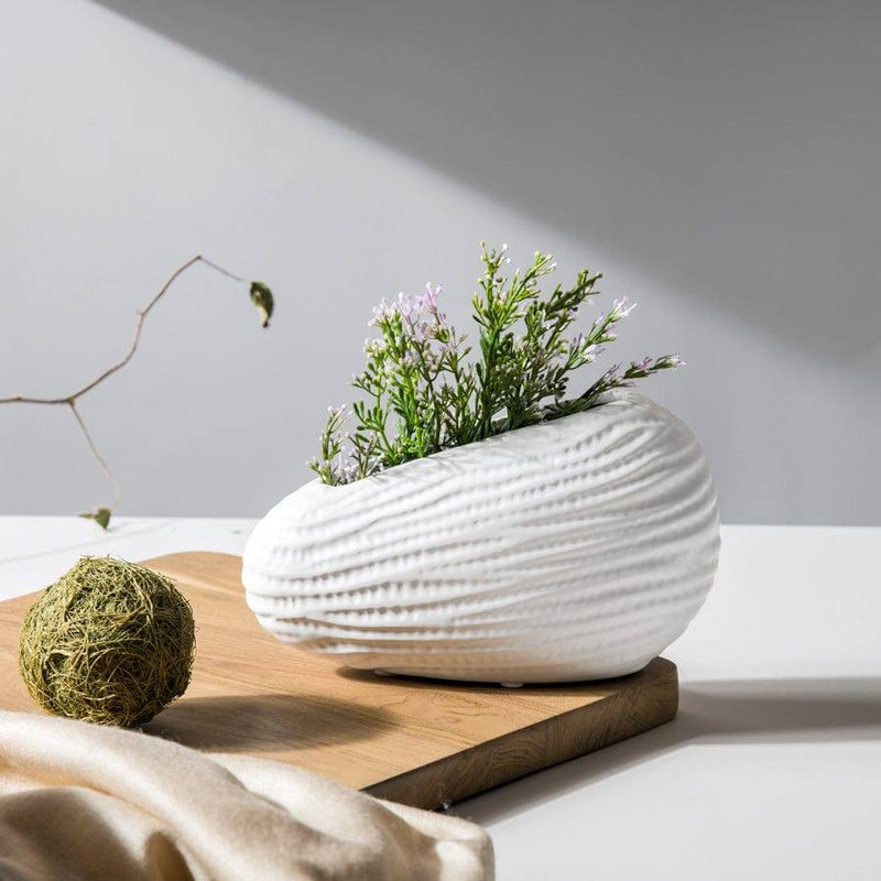 Enhabit Petra Asymmetrical Vase - White - Modern Quests