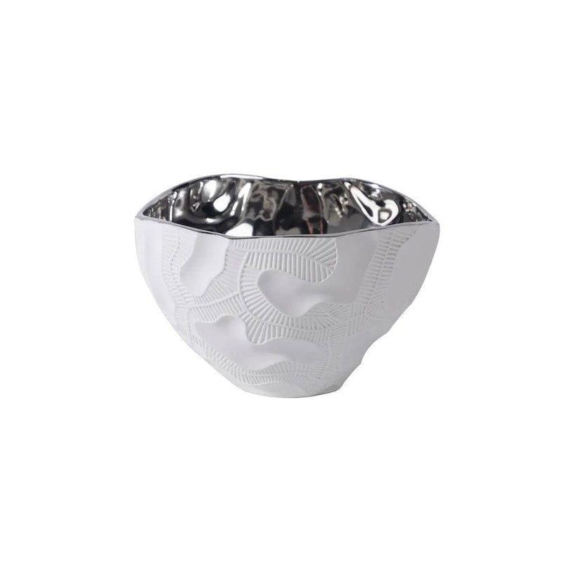 Enhabit Petra Textured Bowl - White Silver