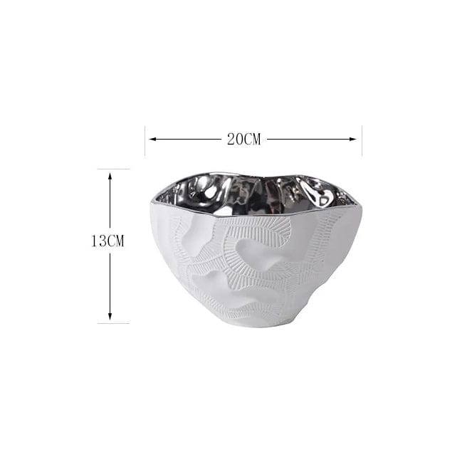 Enhabit Petra Textured Bowl - White Silver