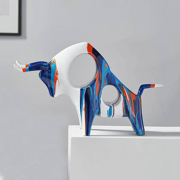 Enhabit Prime Bull Decorative Sculpture - Splash Blue - Modern Quests