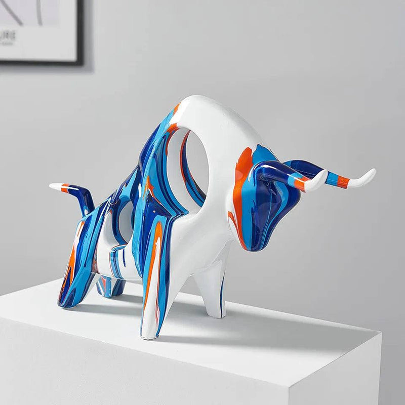 Enhabit Prime Bull Decorative Sculpture - Splash Blue - Modern Quests