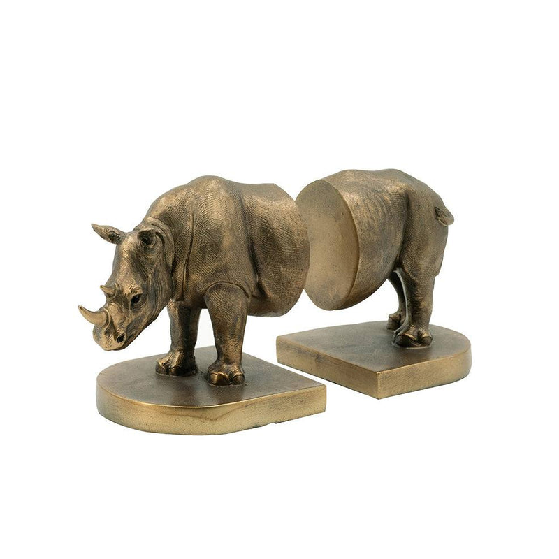 Enhabit Rhino Bookends, Set of 2 - Bronze