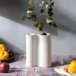 Enhabit Ribbed Duo Vase - White - Modern Quests