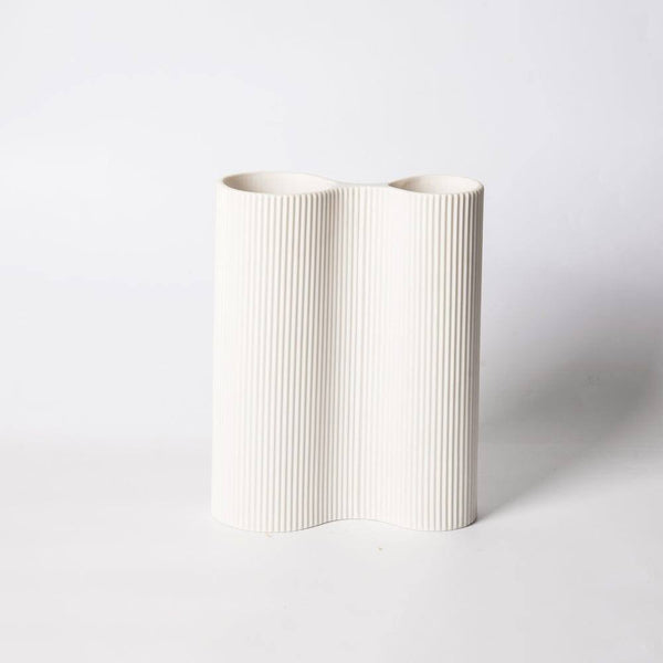 Enhabit Ribbed Duo Vase - White