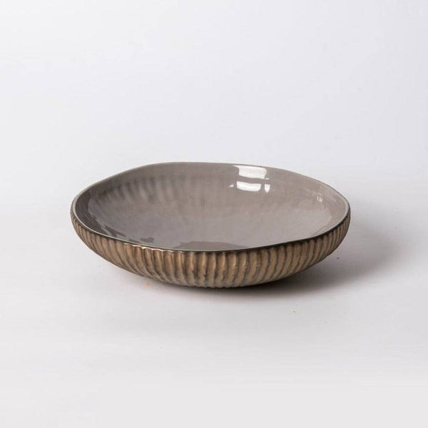 Enhabit Ribbed Glaze Bowl - Metal Grey - Modern Quests