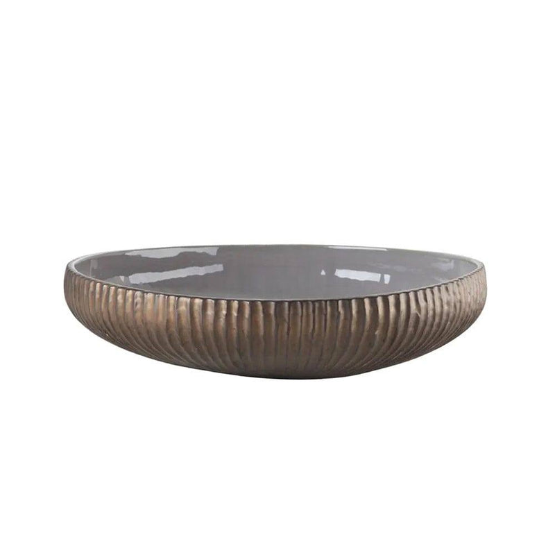 Enhabit Ribbed Glaze Bowl - Metal Grey