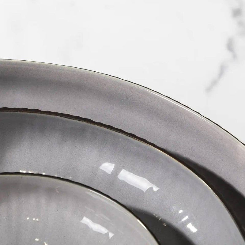Enhabit Ribbed Glaze Bowl - Metal Grey