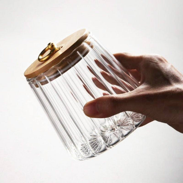 Enhabit Rippled Glass Storage Jar - Tapered