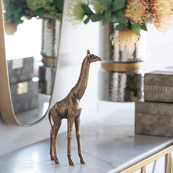 Enhabit Savannah Giraffe Decorative Sculpture Medium - Vintage Gold