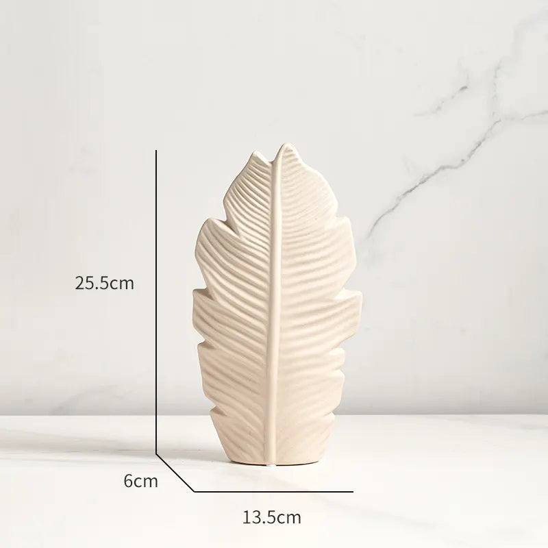 Enhabit Serrate Ceramic Slim Vase Medium - Beige - Modern Quests