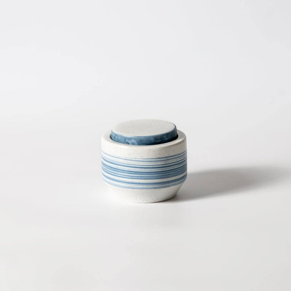 Enhabit Shore Ceramic Jar Small - White & Blue
